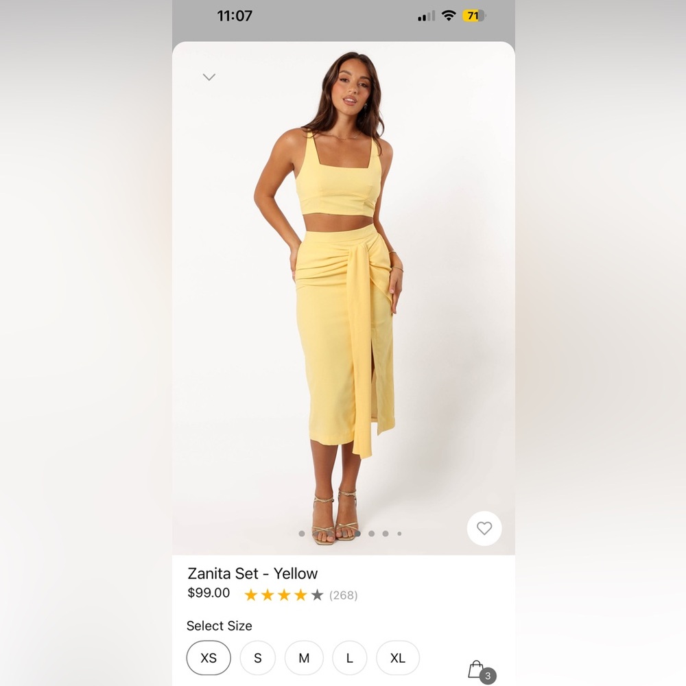 Anita Yellow Two-Piece Crop Top & Midi Skirt Set